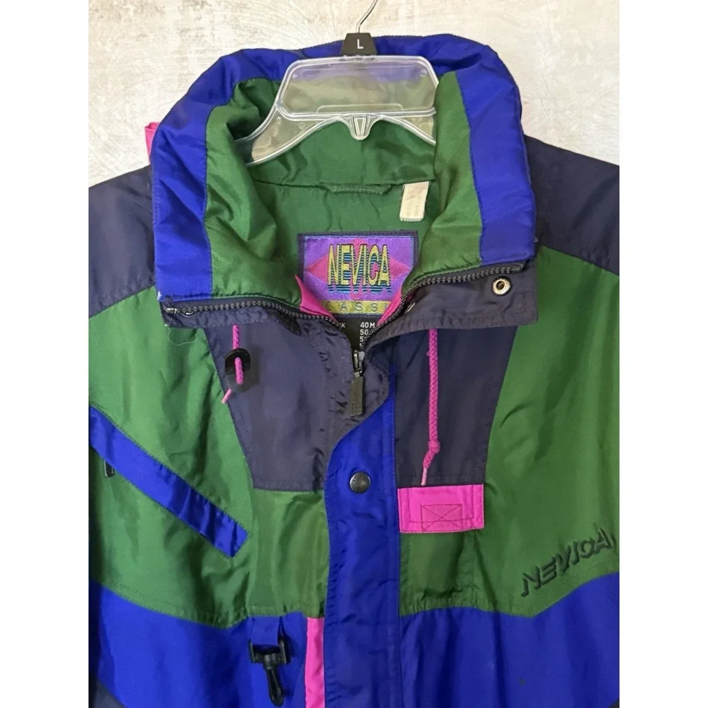 Nevica FS12.9 Mens‎ 40 Ski Jacket RECCO Survival Nylon Color-block Retro Whistle
